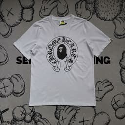 image-Men's Cotton T-Shirt - White Monkey Print Short Sleeve