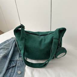 image-Women's Retro 2023 Canvas Crossbody Tote Bag - Khaki