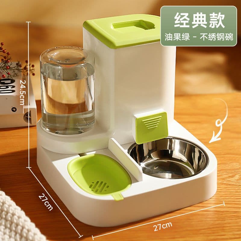 image-Large-Capacity Cat Dog Water Feeder Dispenser, Dry Wet Separation