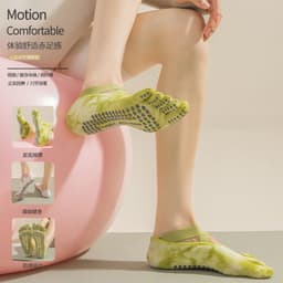 image-Women's Tie-Dye Five-Toe Yoga Socks - Non-Slip Cotton
