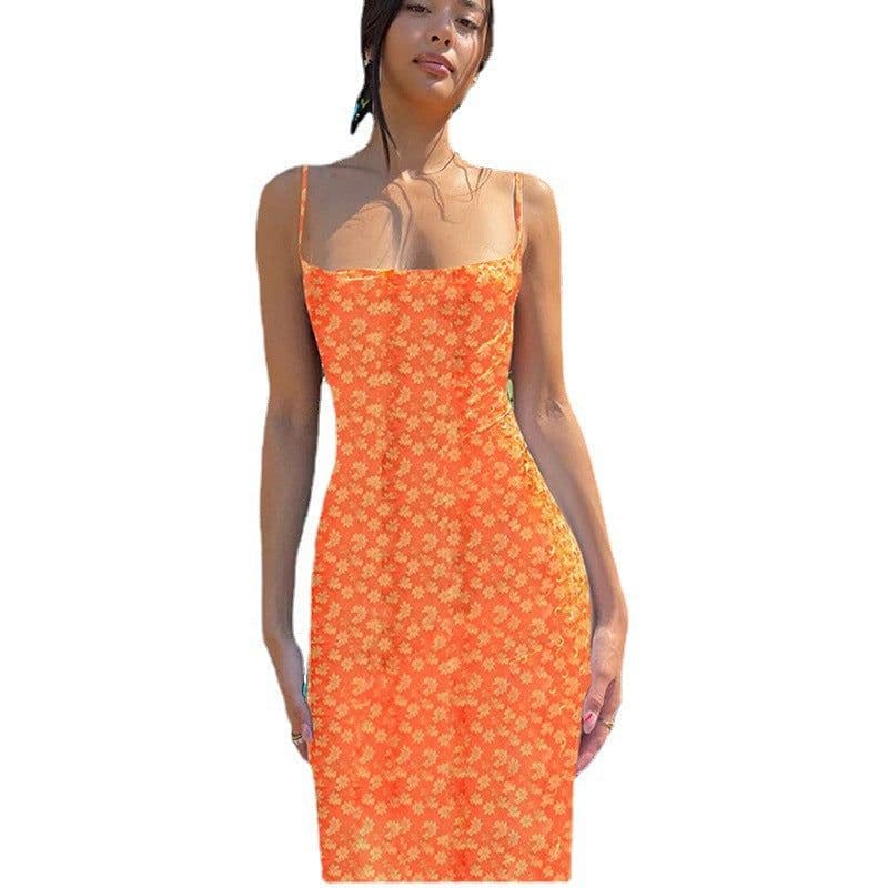 image-2023 Spring Halter Sexy Slim Dress for Women - Print Design