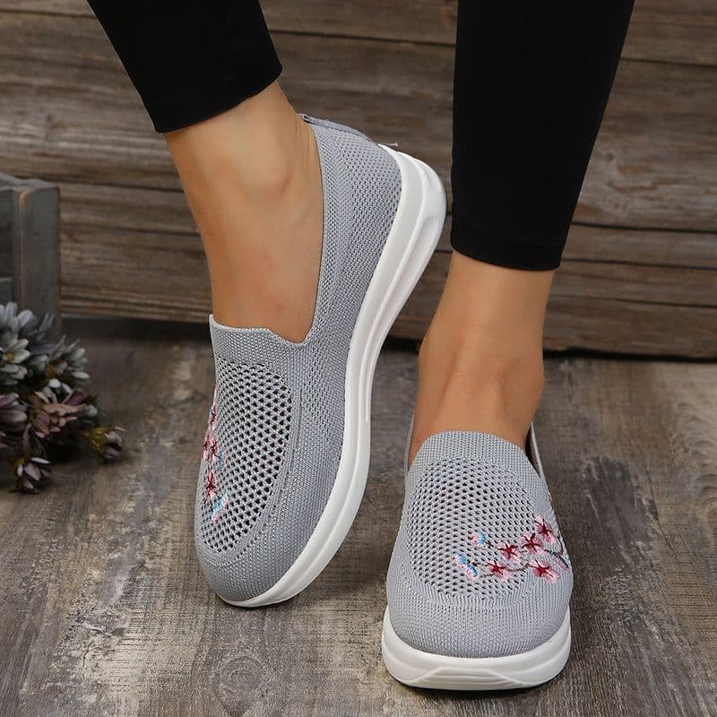 image-Women's Embroidered Loafers - Red Mesh Size 43