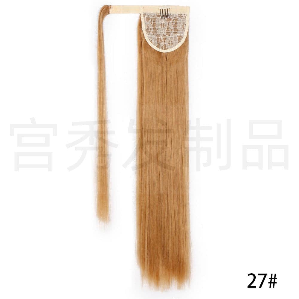 image-European and American wig ponytail straight hair extension Velcro chemical fiber ponytail female wig ponytail hair