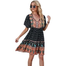 image-A Line Dress Short Sleeve Pink 2XL