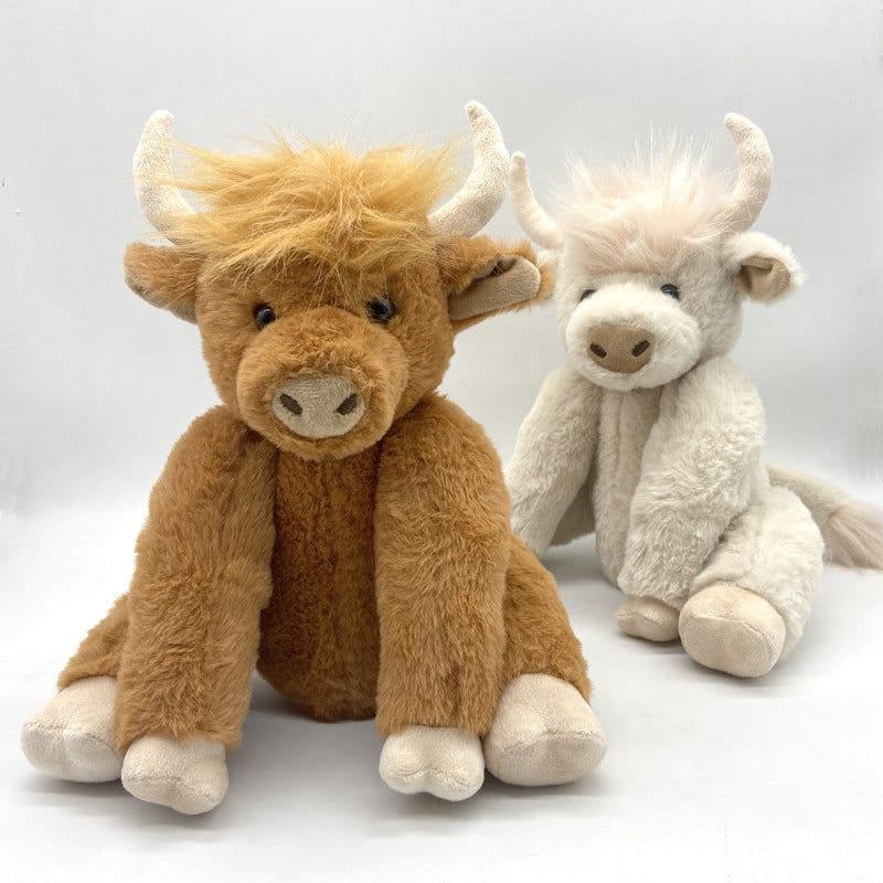 image-Little Huba Highland Cow Plush Doll - Brown 25cm