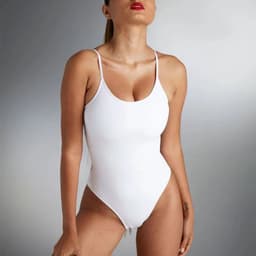 image-One-Piece Swimsuit High Waist Nylon Blue XXXL