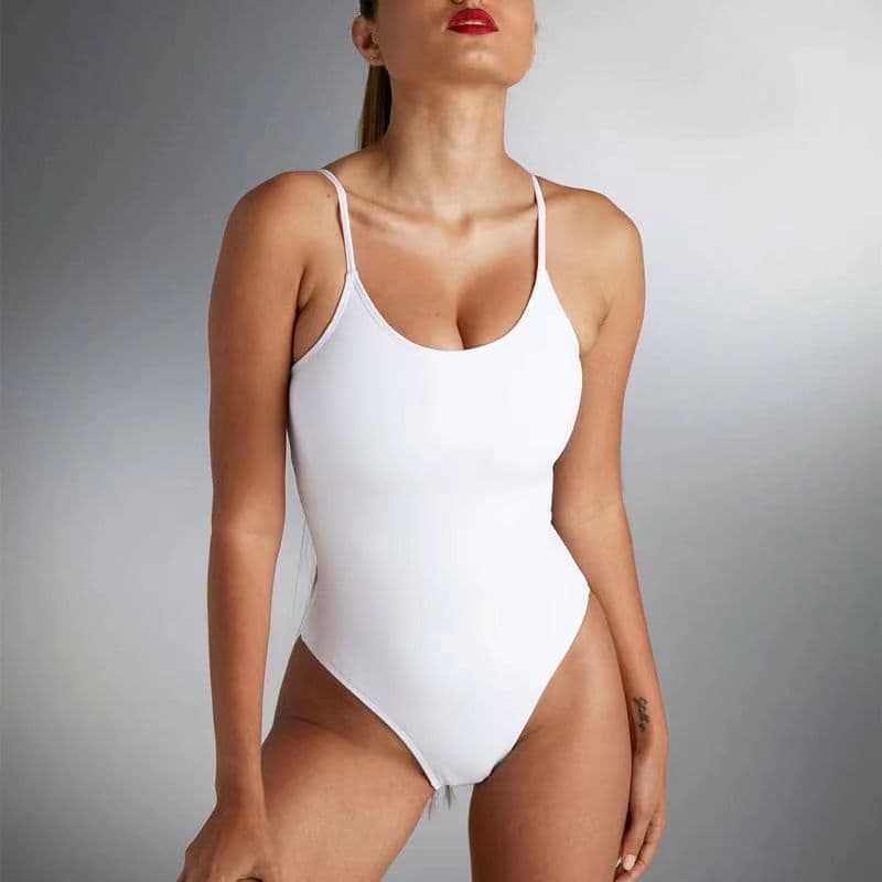 image-One-Piece Swimsuit High Waist Nylon Blue XXXL