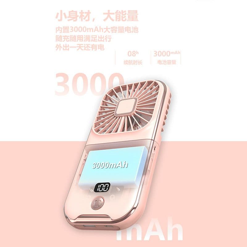image-Handheld Fan Portable USB 2000mAh Black Folding