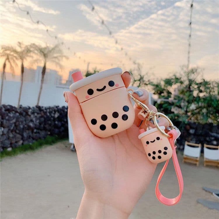 image-Milk Tea Cup Keychain Lanyard - Cute PVC Pendant