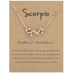 image-Yulu 12-Constellation Diamond Necklace Alloy Clavicle Chain - Brown