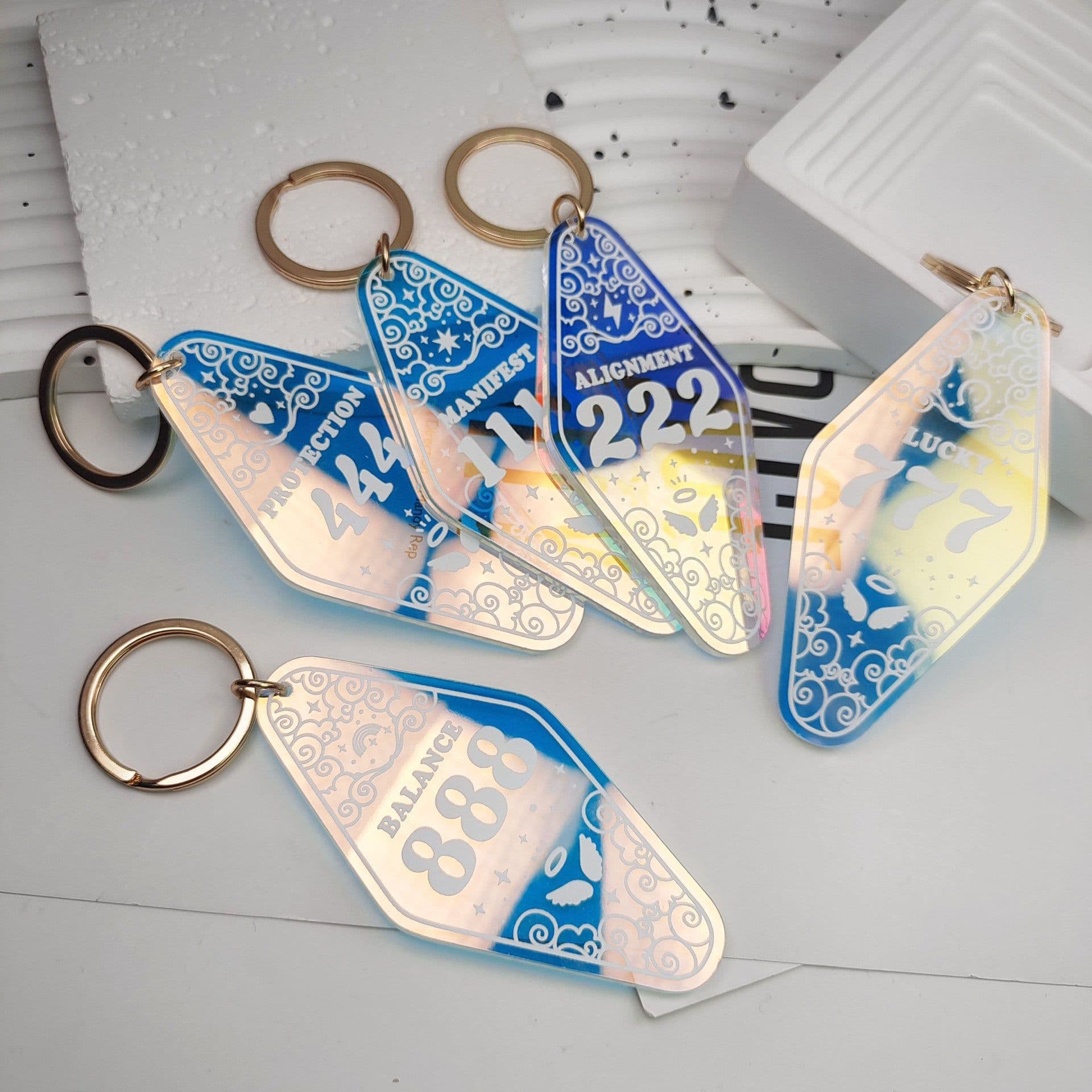 image-Acrylic Diamond Keychain - Color Changing Laser Pendant