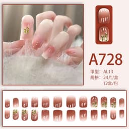 image-Fresh French flowers, cute ins wind, ice and transparent stars, long style, short style, white, high-end manicure and wearable nails