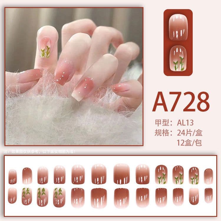 image-Fresh French flowers, cute ins wind, ice and transparent stars, long style, short style, white, high-end manicure and wearable nails