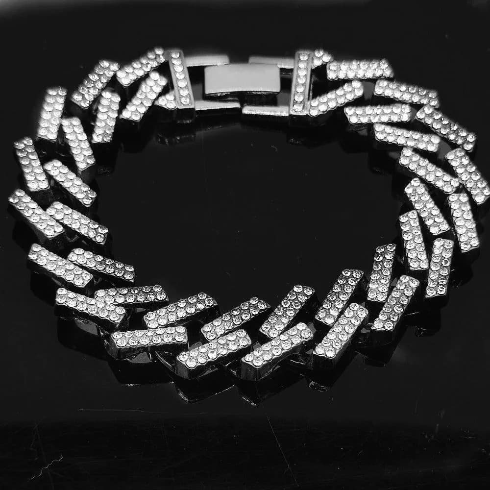 image-Volkswagen 14MM Square Prismatic Bar Watch Buckle Gold Chain - Cuban Style 70cm