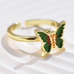 image-Adjustable Rotatable Five-Petal Flower Butterfly Ring - European Style