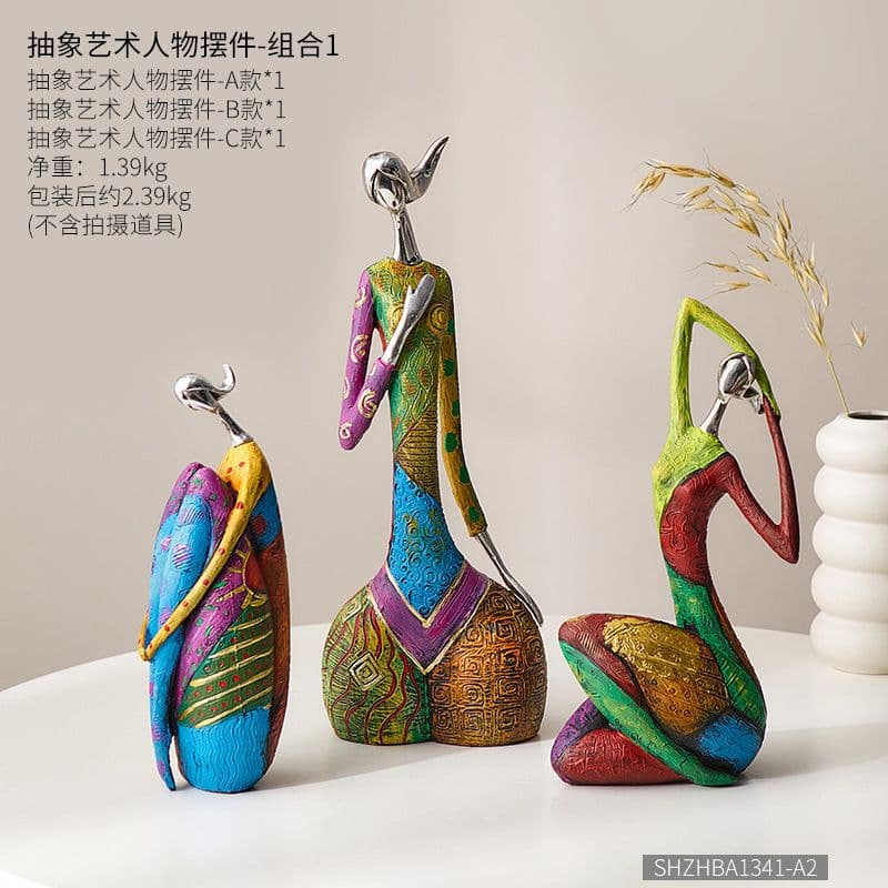 image-Creative abstract figure decoration home living room TV cabinet decoration office art yoga decoration oil painting woman