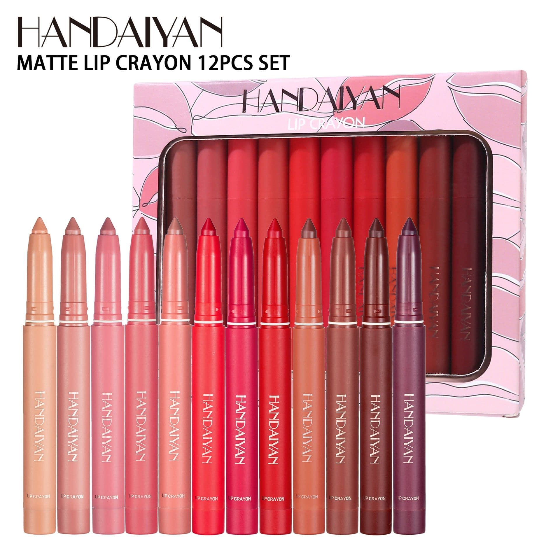 image-HANDAIYAN 12-Color Lipstick Pen Lip Liner Set