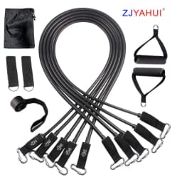 image-Cross-border direct supply of 11-piece tension rope set, fitness resistance band set, training elastic band, TPE latex tensioner