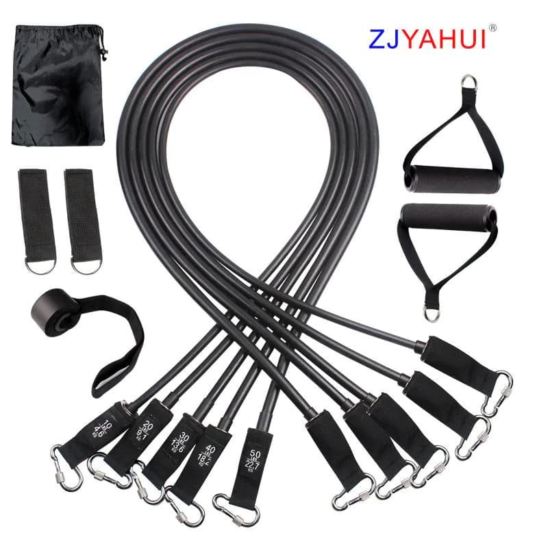 image-Cross-border direct supply of 11-piece tension rope set, fitness resistance band set, training elastic band, TPE latex tensioner