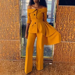 image-D3048M Amazon cross-border new European and beautiful women fashion temperament commuter suit trouser suit Africa two-piece suit