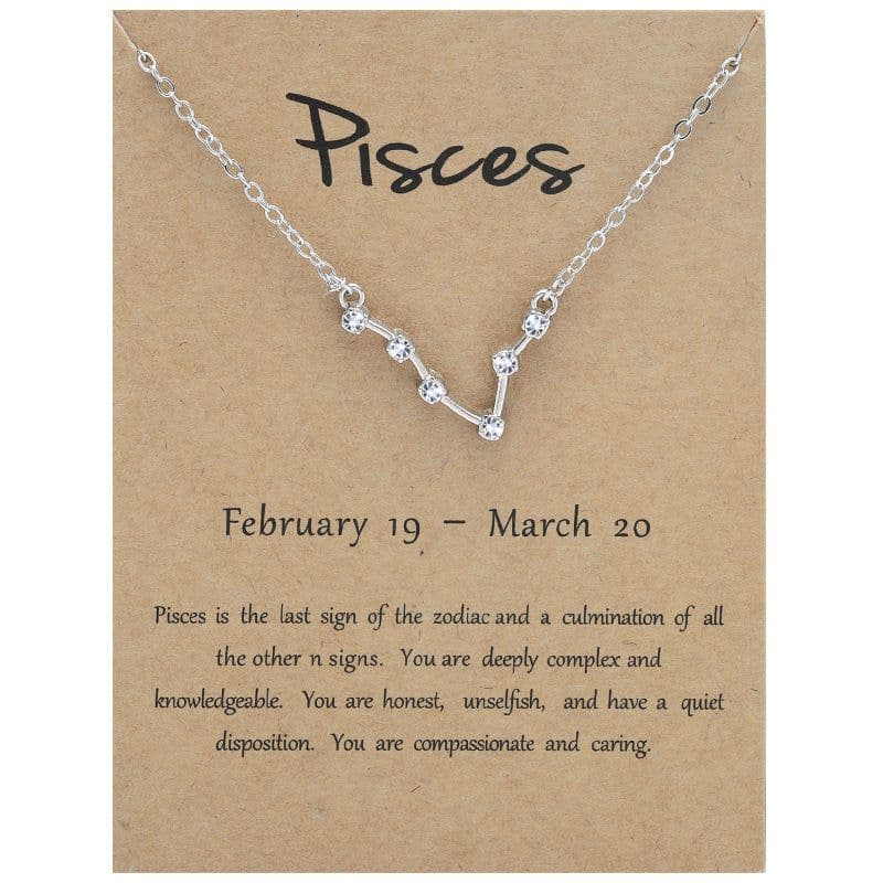 image-Yulu 12-Constellation Diamond Necklace Alloy Clavicle Chain - Brown
