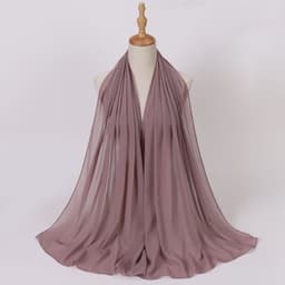 image-Weicai Chiffon Hijab Scarf - Gray Coffee 175x70cm