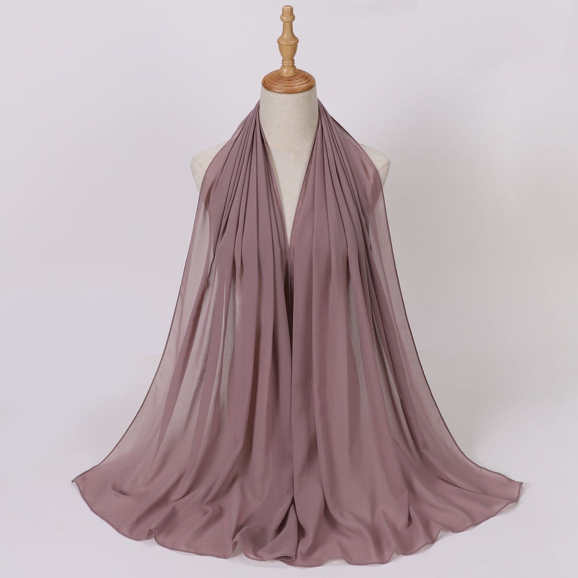 image-Weicai Chiffon Hijab Scarf - Gray Coffee 175x70cm