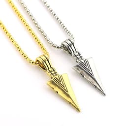 image-Cross-border European and American personality triangle spearhead men's necklace retro arrow necklace pendant jewelry accessories