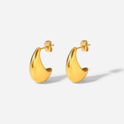 image-C Hoop Earrings - 18K Gold Plated Stainless Steel