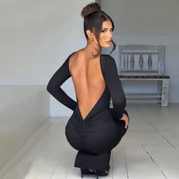 image-Best-Selling Sexy Backless Pleated Dress Hawthaw Spring 2024 - L