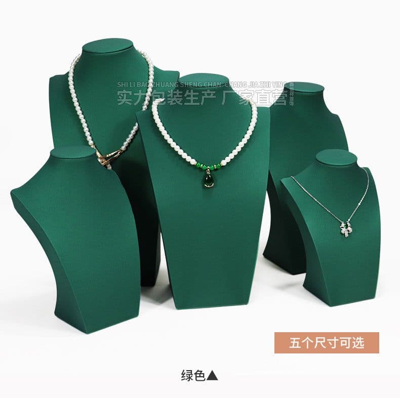 image-PU Leather Necklace Display Stand - Blue 39cm