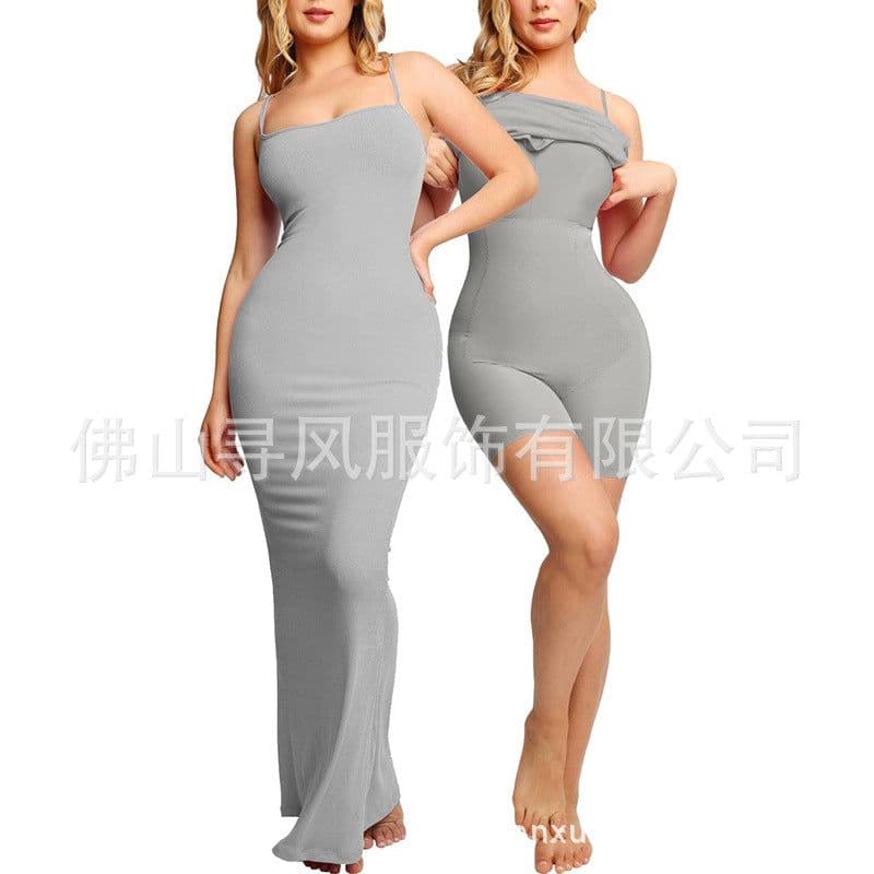 image-European and American independent stations’ hot style light belly control one-piece skirt Internet celebrity bodysuit two-in-one suspender body shaping long skirt wholesale