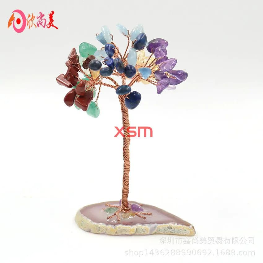 image-Cross-border natural crystal gravel fortune tree decoration lucky tree handicrafts home decoration living room gift decoration