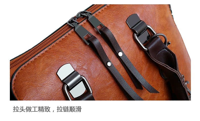 image-European and American retro cross-border wholesale women's bags 2023 new mother-in-law bag oily leather shoulder four-piece set women's handbag