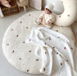 image-INS new baby round crawling mat game mat removable and washable floor mat exquisitely embroidered baby tent carpet