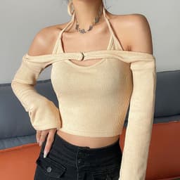 image-Bugadi 2022 Sexy V-neck Halter Vest - Slim Polyester Black L