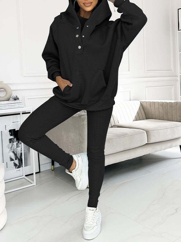 image-Women's 2024 Slim Hooded Sweatshirt Three-Piece Set