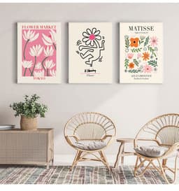 image-Canvas Flower Painting Triptych - Modern 60x90cm