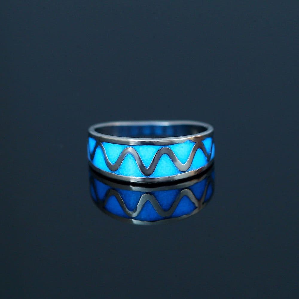 image-Nooxian Stainless Steel Ring - Blue Pentagram Size 8