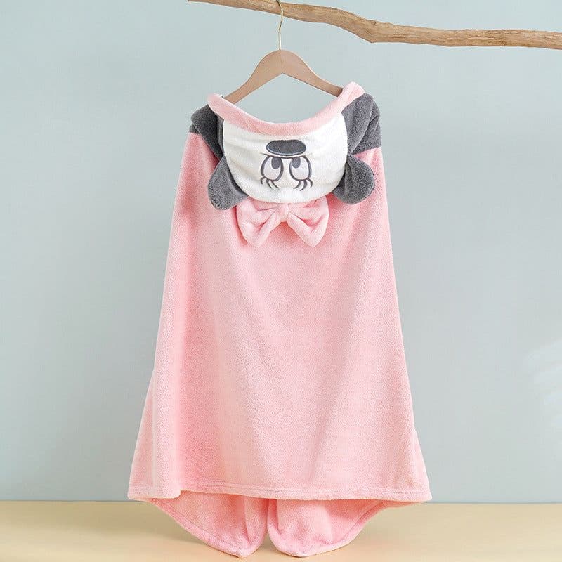 image-Bo Chuhui Long-eared Monkey Hooded Bathrobe - Purple Coral Fleece