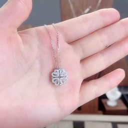 image-Titanium Steel Clover Necklace Women - Heart Pendant
