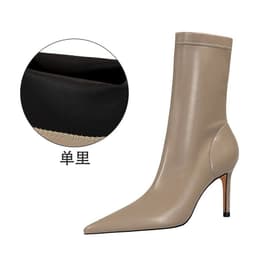 image-BIGTREE Stiletto High Heel Boots - Khaki Pointy Toe