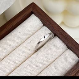 image-S925 Sterling Silver Letter Ring - Adjustable