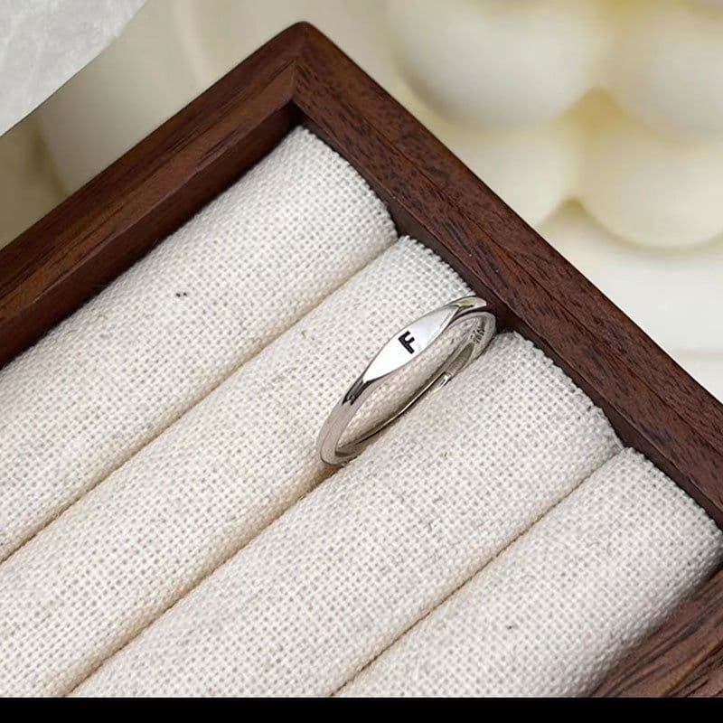 image-S925 Sterling Silver Letter Ring - Adjustable