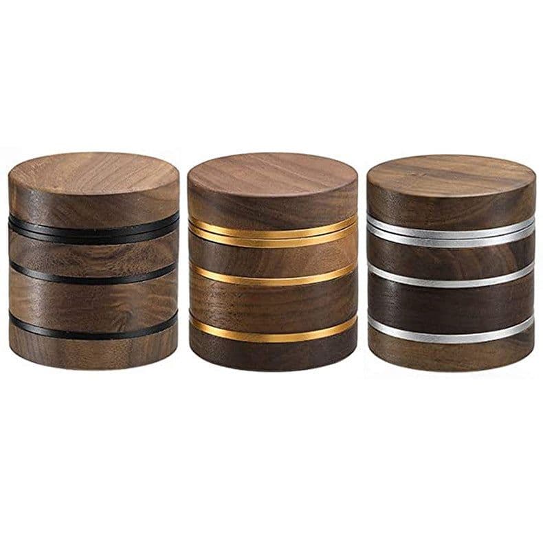 image-Cross-border e-commerce new walnut aluminum alloy 63mm4-layer tobacco grinder grinder