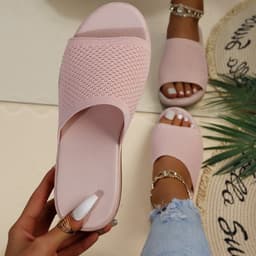 image-Wish independent station sandals 2022 spring and summer new knitted thick bottom 36-43 large size flat slippers women wholesale