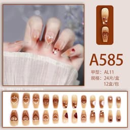image-Winter fresh and simple pure lust style bride dance wear nails rainbow love rose fake nails wholesale