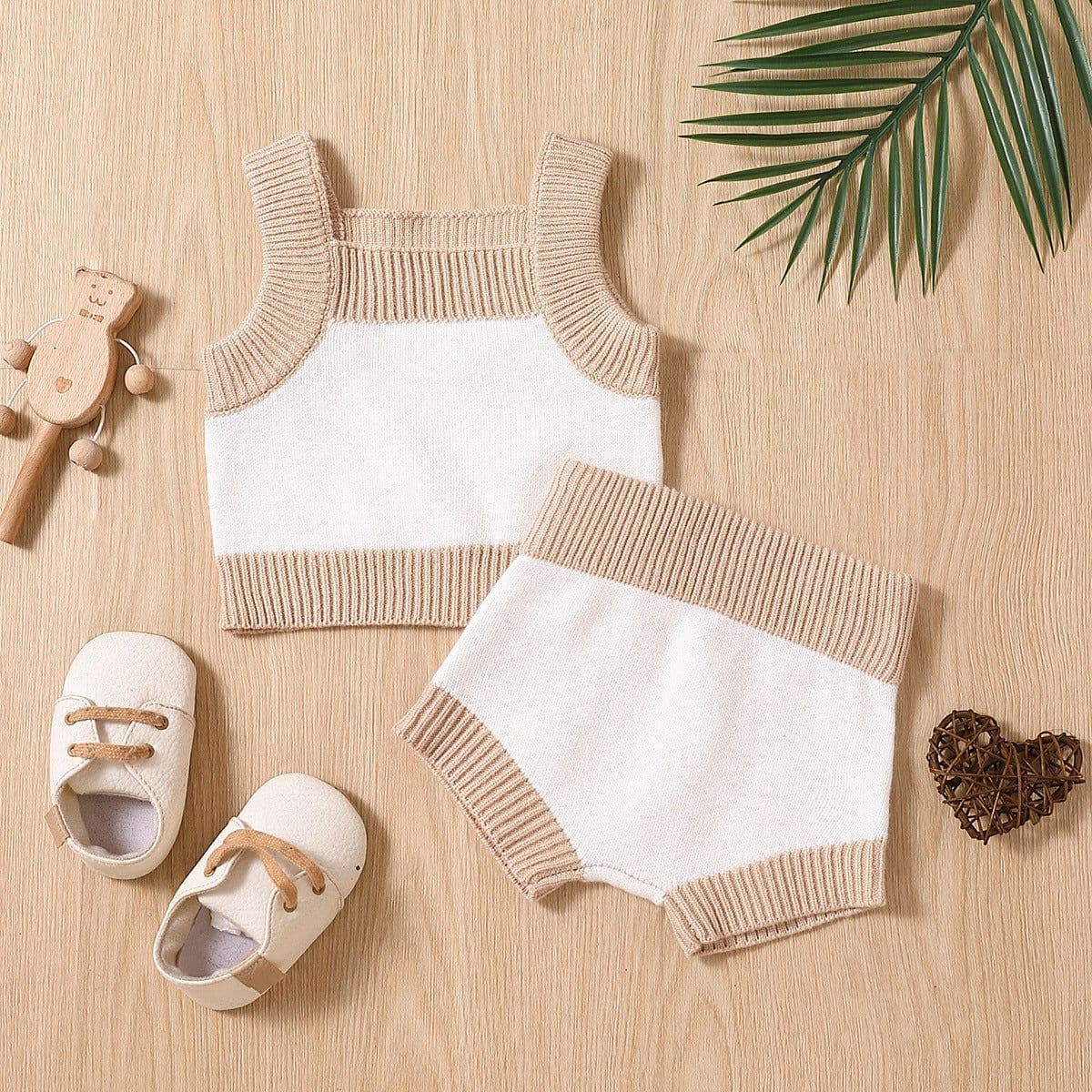 image-Summer Cotton Off-White Newborn Sweater Set - 100% Fabric