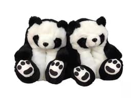 image-Cartoon Bear Plush Slippers - Large, South Korean Velvet, Dark Teddy Bear Shoes