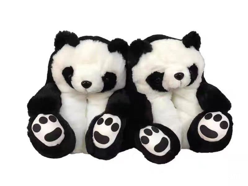 image-Cartoon Bear Plush Slippers - Large, South Korean Velvet, Dark Teddy Bear Shoes